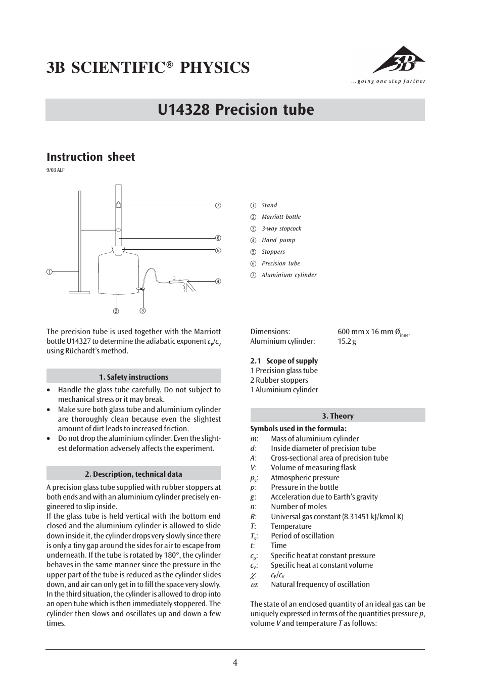 3B Scientific Oscillation Tube User Manual | 3 pages