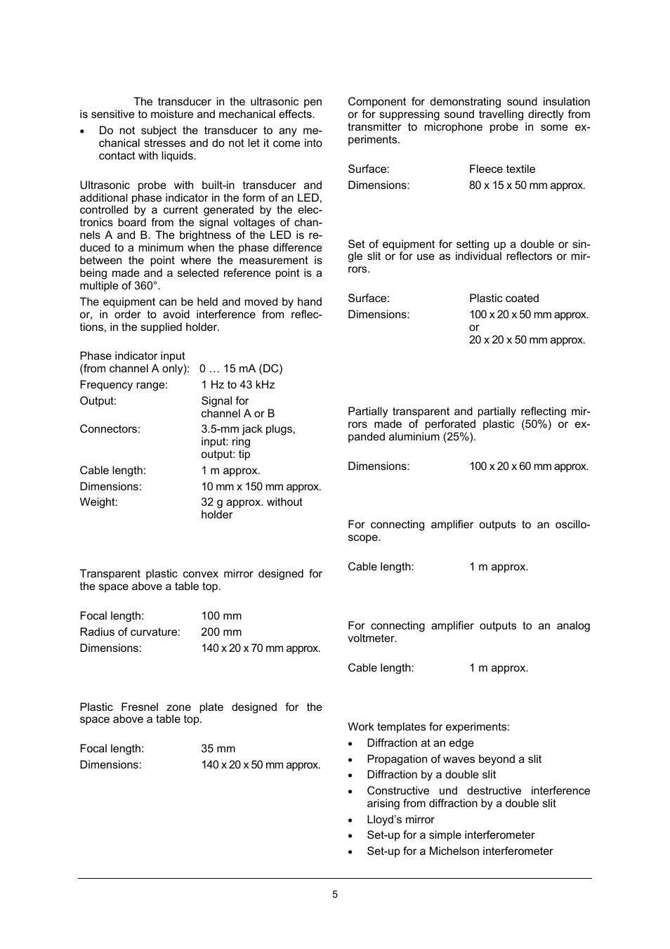 3B Scientific SW Ultrasonics Set (115 V, 50__60 Hz) User Manual | Page 5 / 10