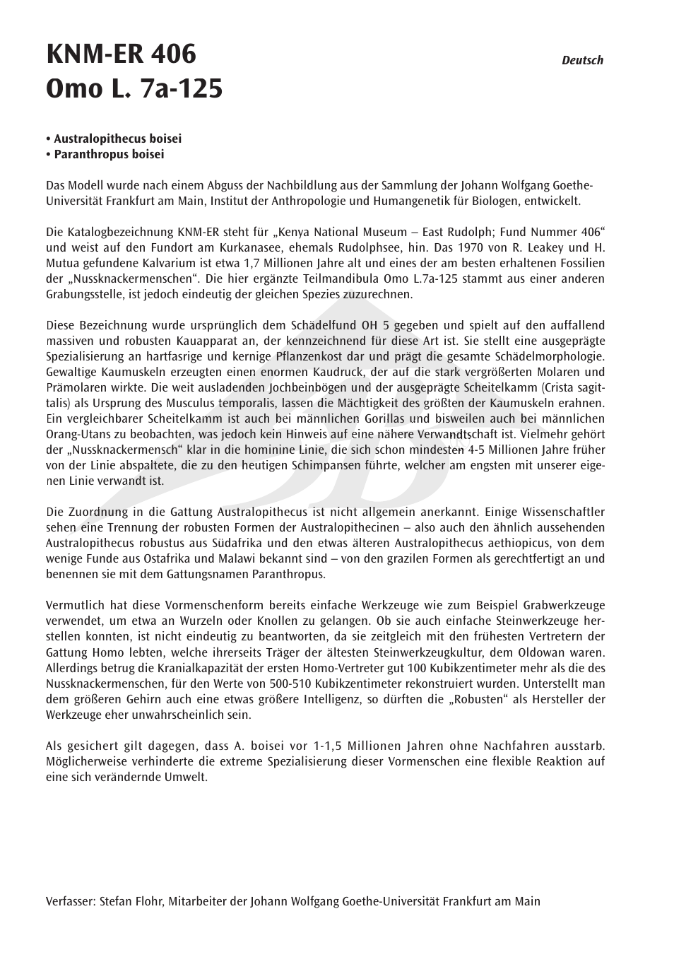 3B Scientific Anthropological Skull Model - KNM-ER 406, Omo L. 7a-125 User Manual | Page 4 / 12