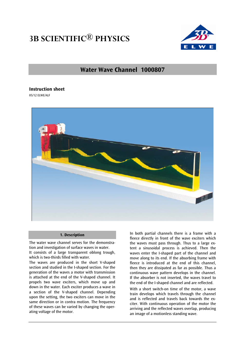 3B Scientific Water Wave Channel User Manual | 6 pages