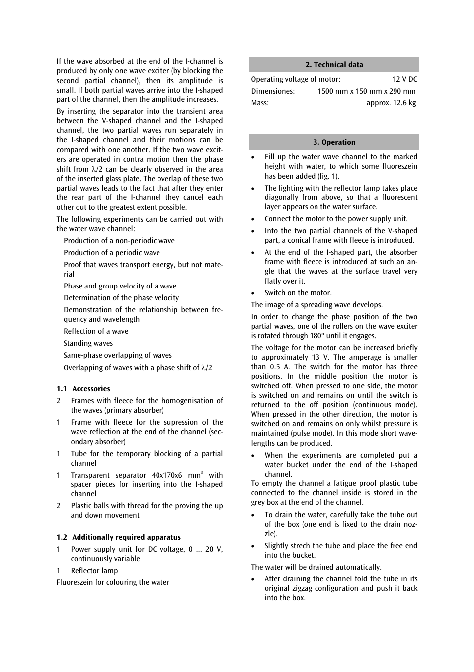 3B Scientific Water Wave Channel User Manual | Page 2 / 6