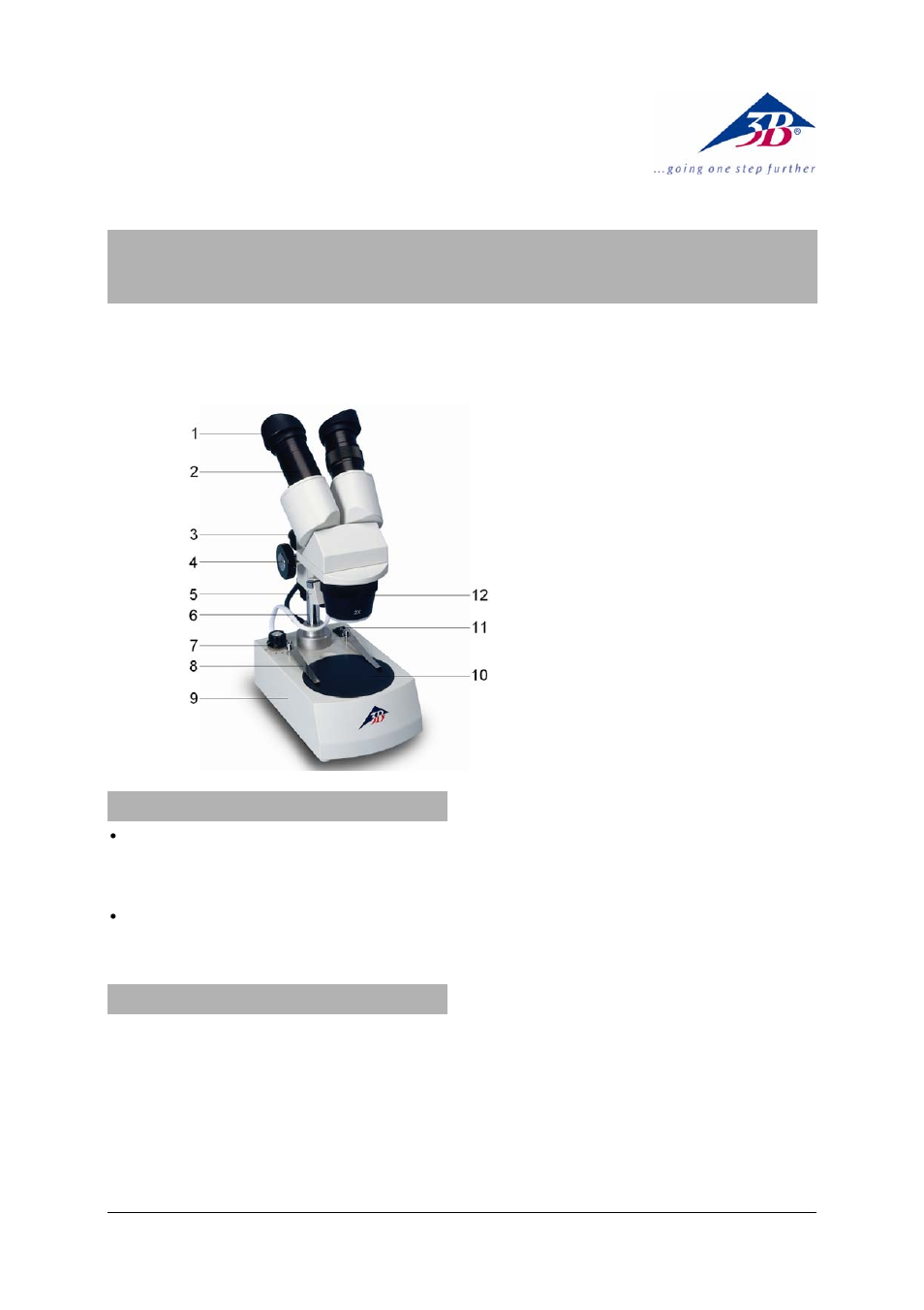3B Scientific Stereo Microscope, 40x, Transmitted-Light Illumination (115 V, 50__60 Hz) User Manual | 2 pages