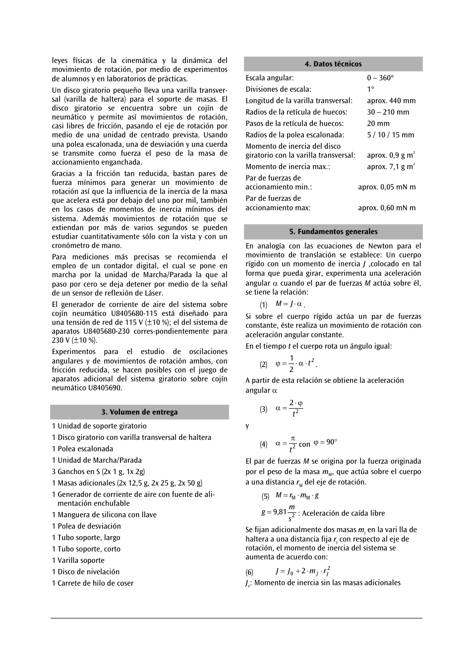 3B Scientific Rotating System on Air Bed (230 V, 50__60 Hz) User Manual | Page 26 / 36