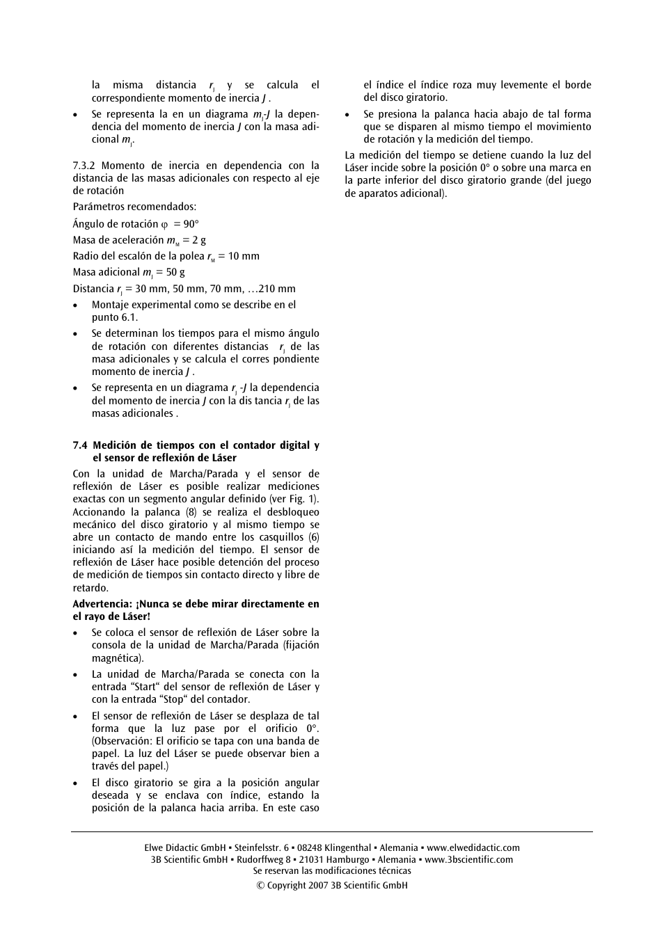 3B Scientific Rotating System on Air Bed (230 V, 50__60 Hz) User Manual | Page 29 / 36