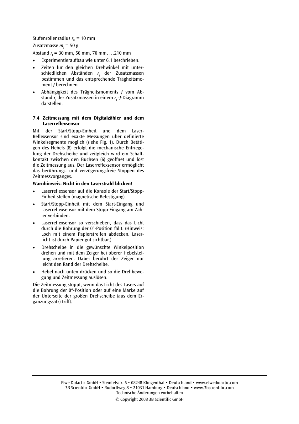 3B Scientific Rotating System on Air Bed (230 V, 50__60 Hz) User Manual | Page 5 / 36
