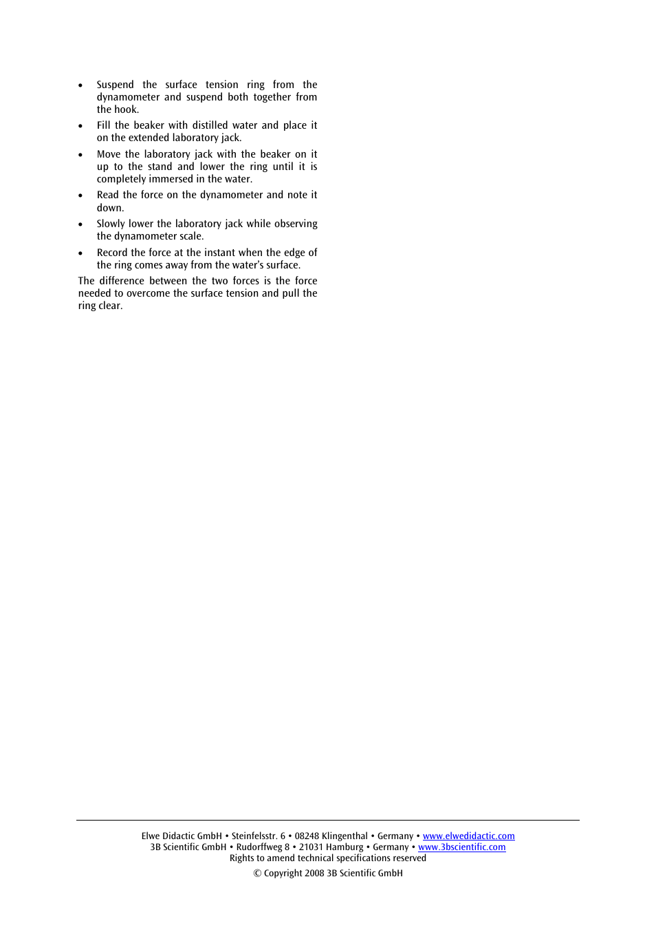 3B Scientific Surface Tension Ring User Manual | Page 4 / 12