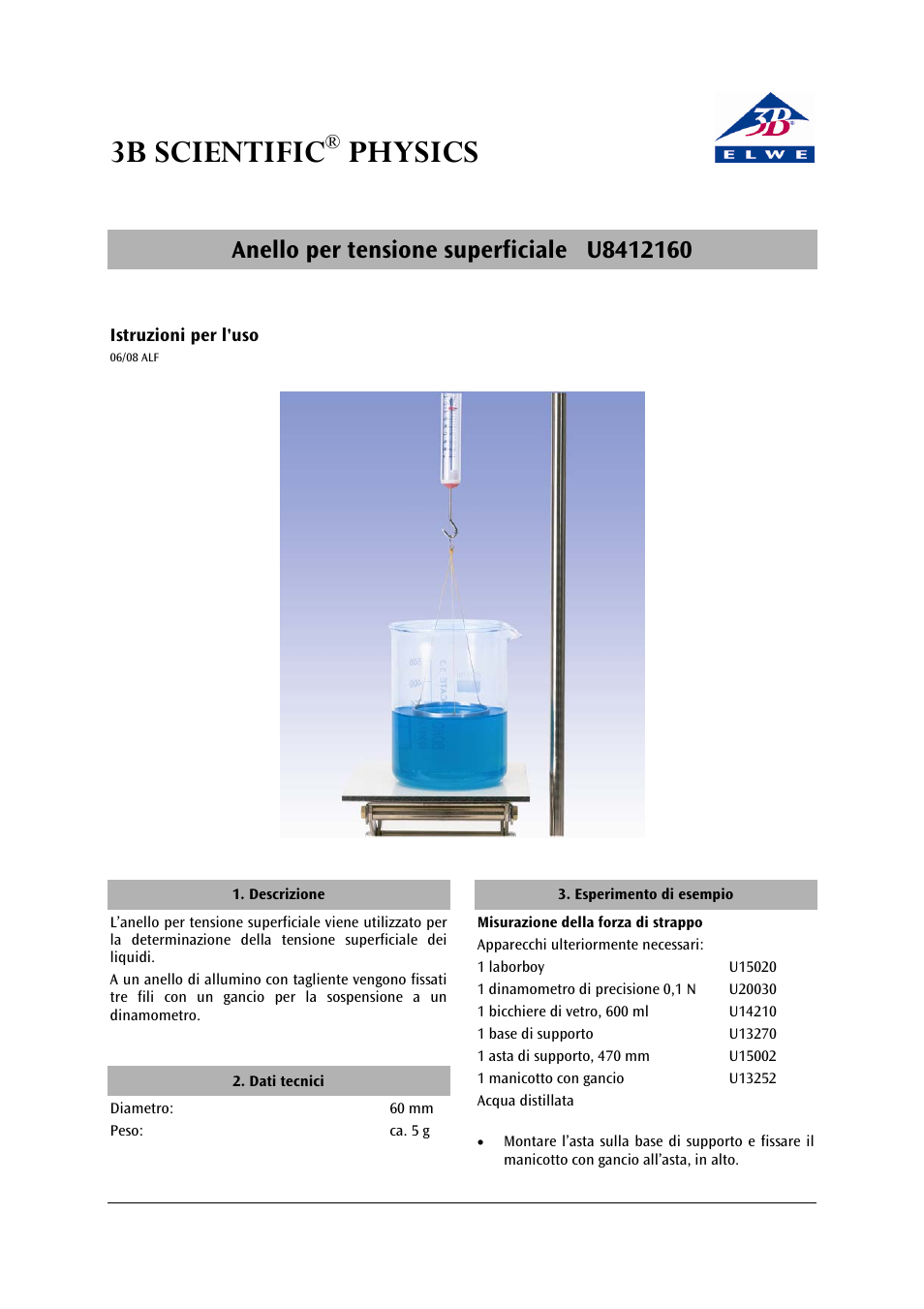 3b scientific, Physics | 3B Scientific Surface Tension Ring User Manual | Page 7 / 12