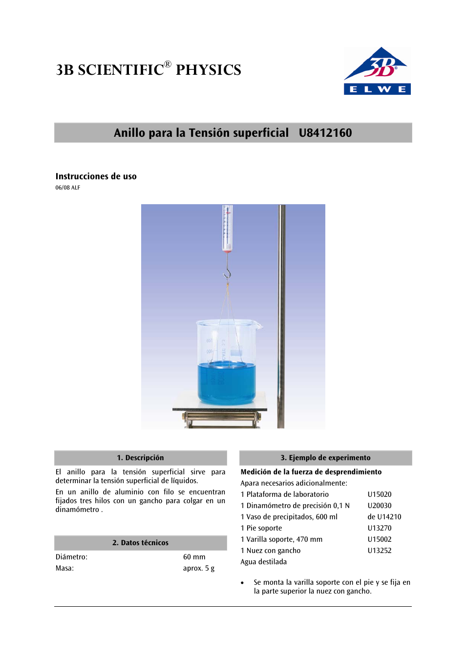 3b scientific, Physics | 3B Scientific Surface Tension Ring User Manual | Page 9 / 12