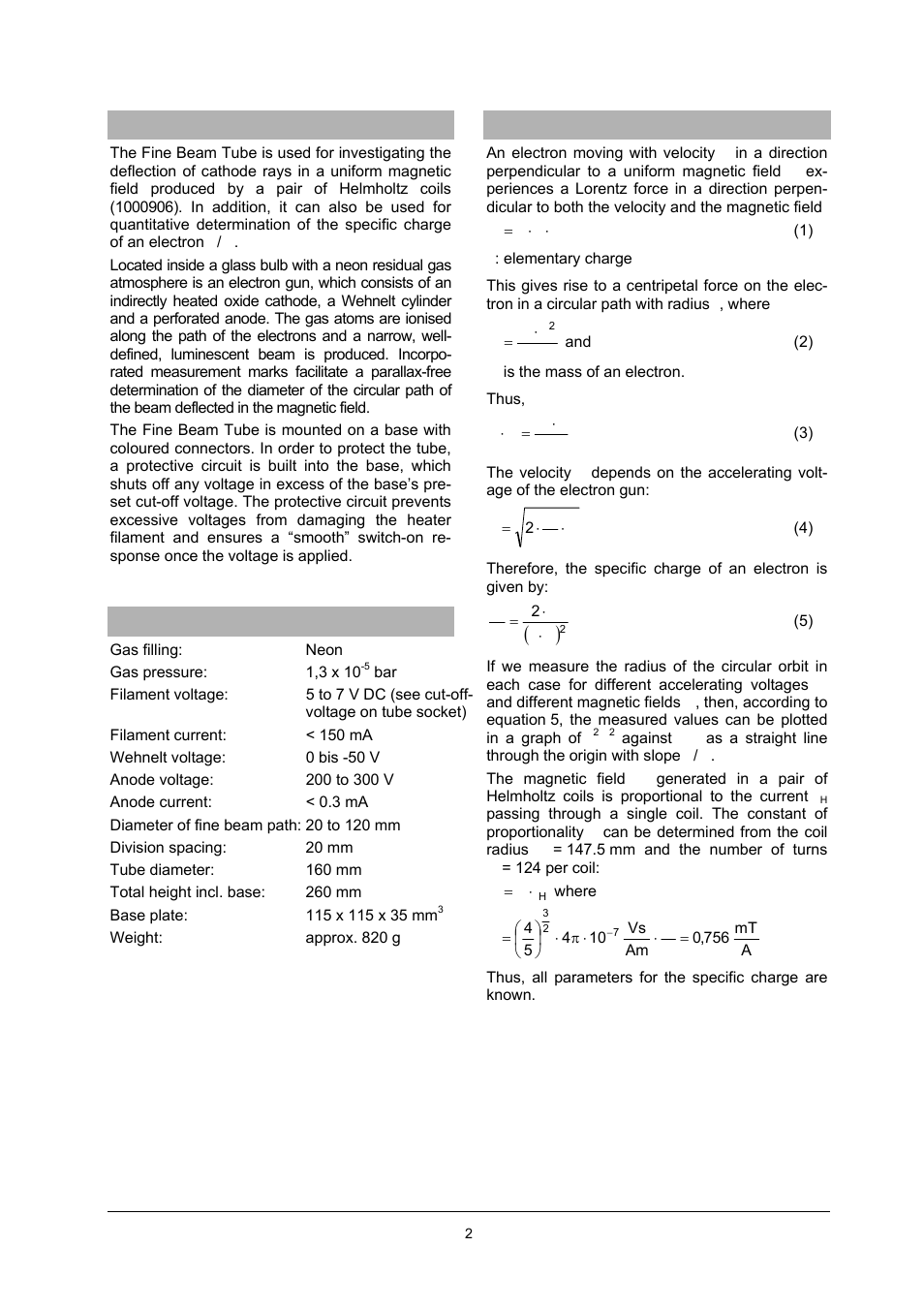 3B Scientific Fine Beam Tube (Neon-filled) on Connector Base User Manual | Page 2 / 6