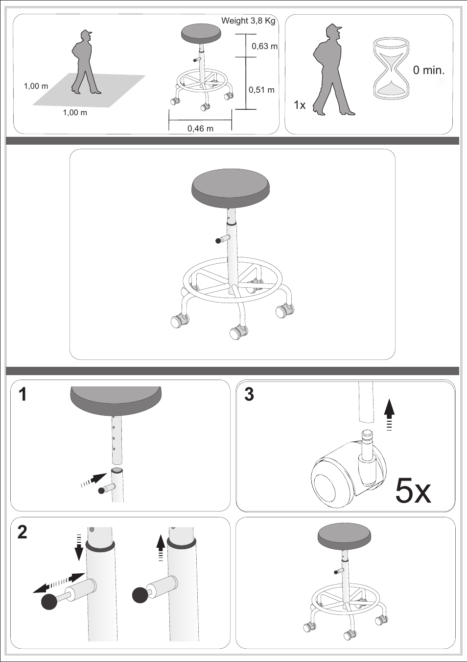 3B Scientific Adjustable Medical Stool User Manual | Page 2 / 2