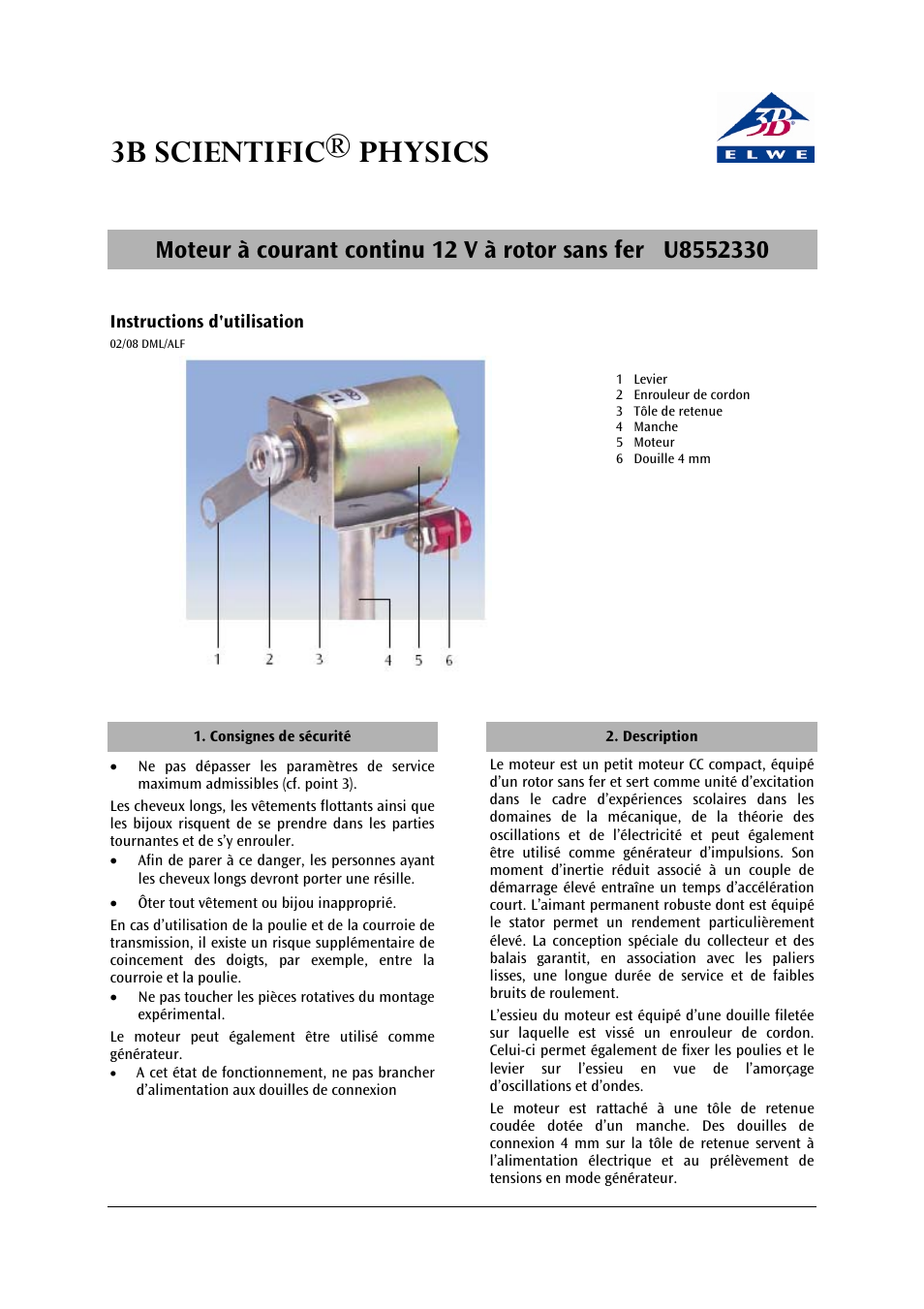 3b scientific® physics | 3B Scientific Motor, 12 V DC User Manual | Page 9 / 24