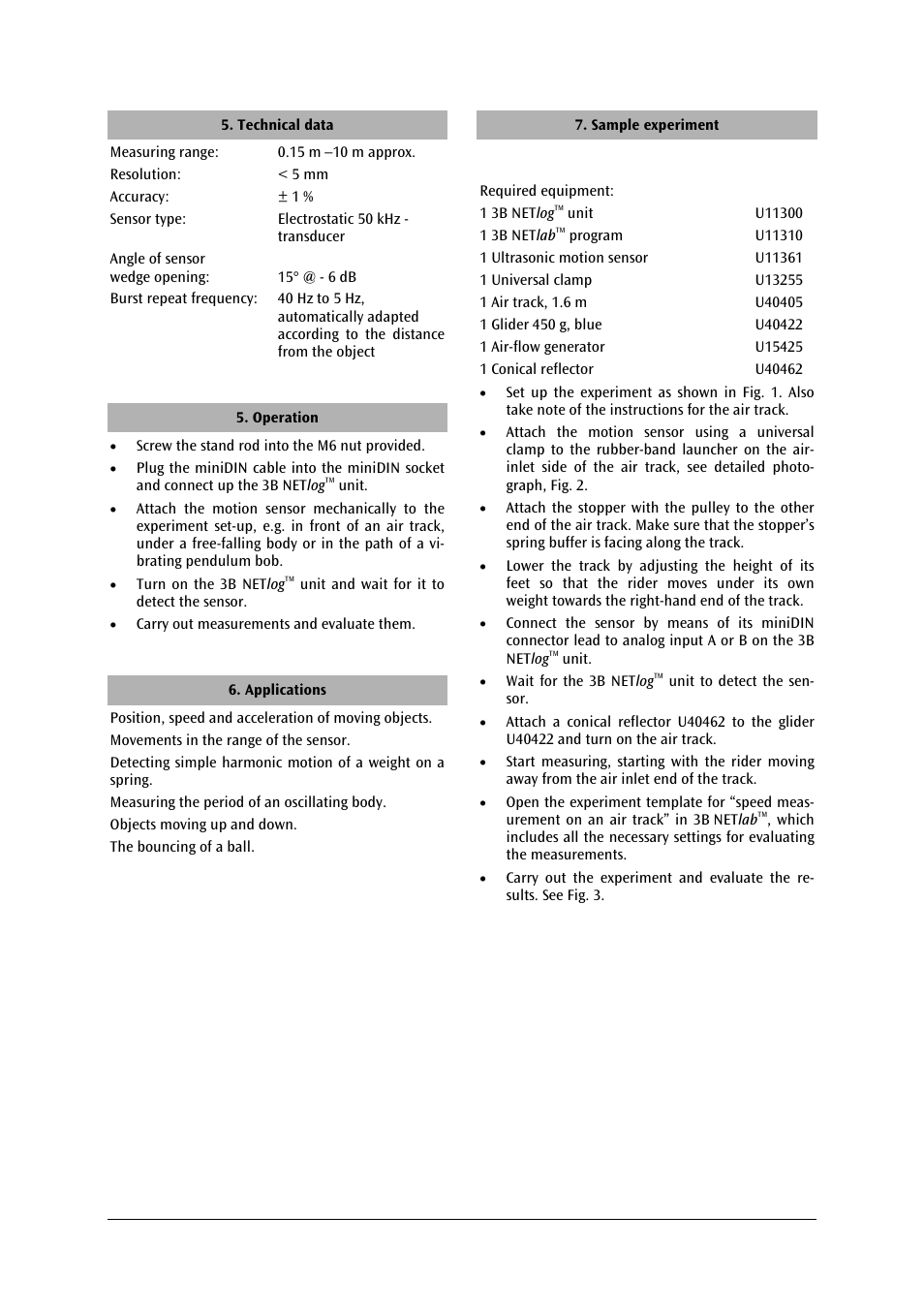3B Scientific Ultrasonic Motion Sensor User Manual | Page 2 / 4