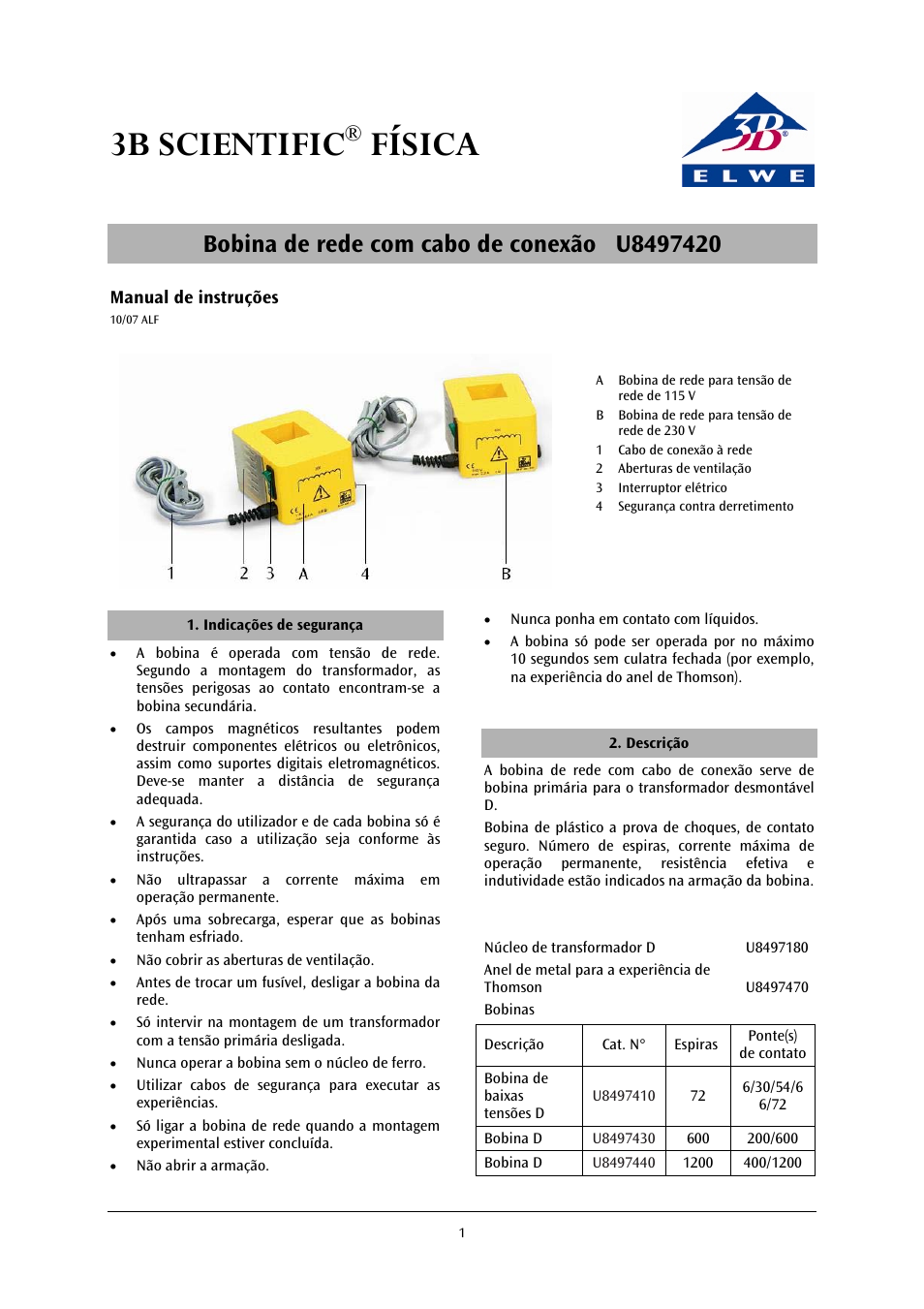 3b scientific, Física | 3B Scientific Mains Coil with Connecting Lead (115 V, 50__60 Hz) User Manual | Page 11 / 12