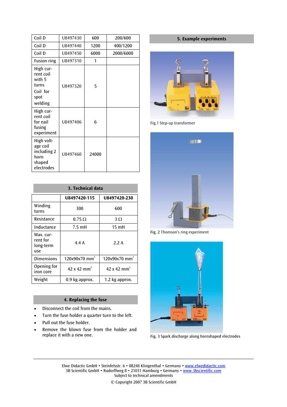 3B Scientific Mains Coil with Connecting Lead (115 V, 50__60 Hz) User Manual | Page 4 / 12