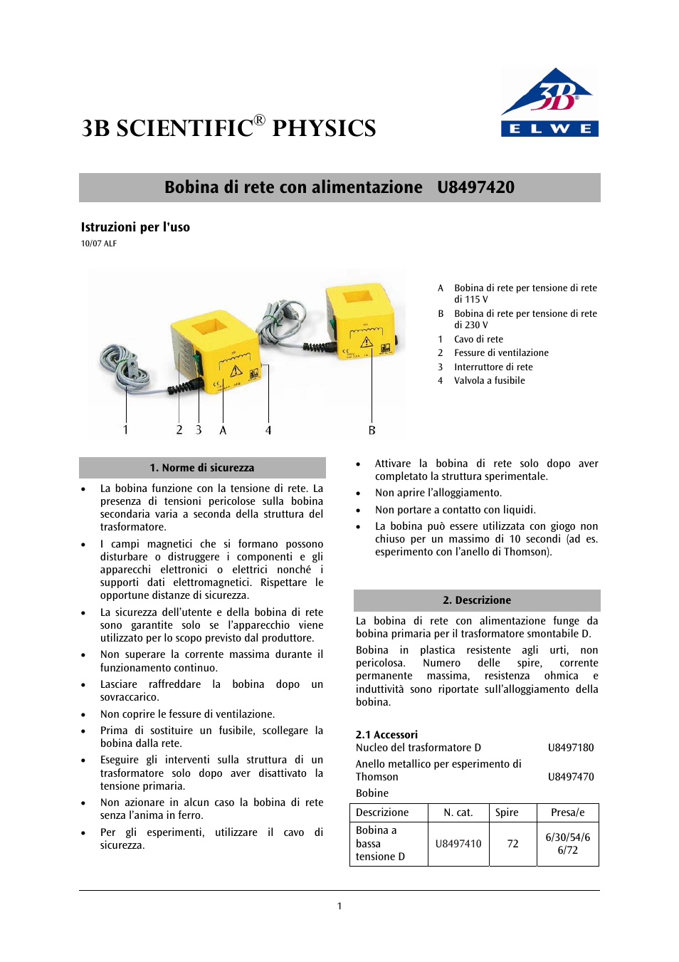 3b scientific, Physics | 3B Scientific Mains Coil with Connecting Lead (115 V, 50__60 Hz) User Manual | Page 7 / 12