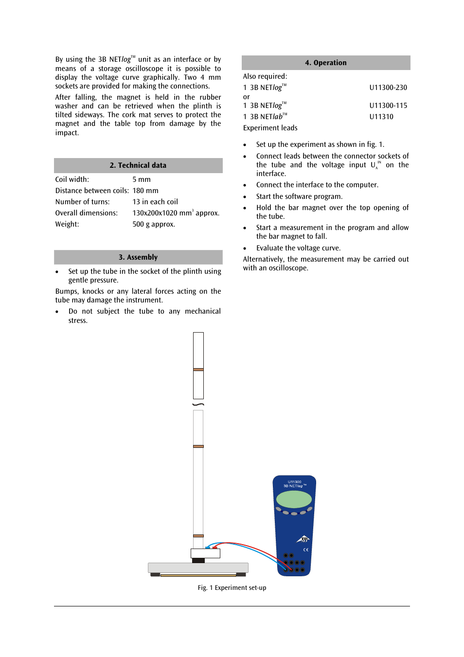 3B Scientific Induction Tube Apparatus with 6 Coils User Manual | Page 2 / 4