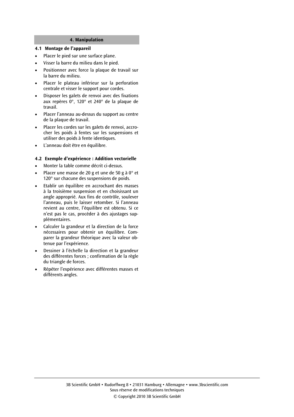 3B Scientific Force Table User Manual | Page 11 / 24