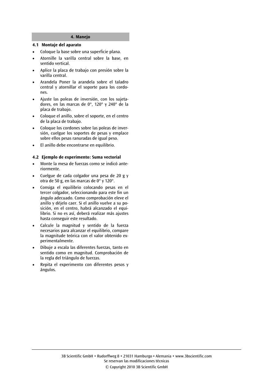 3B Scientific Force Table User Manual | Page 19 / 24