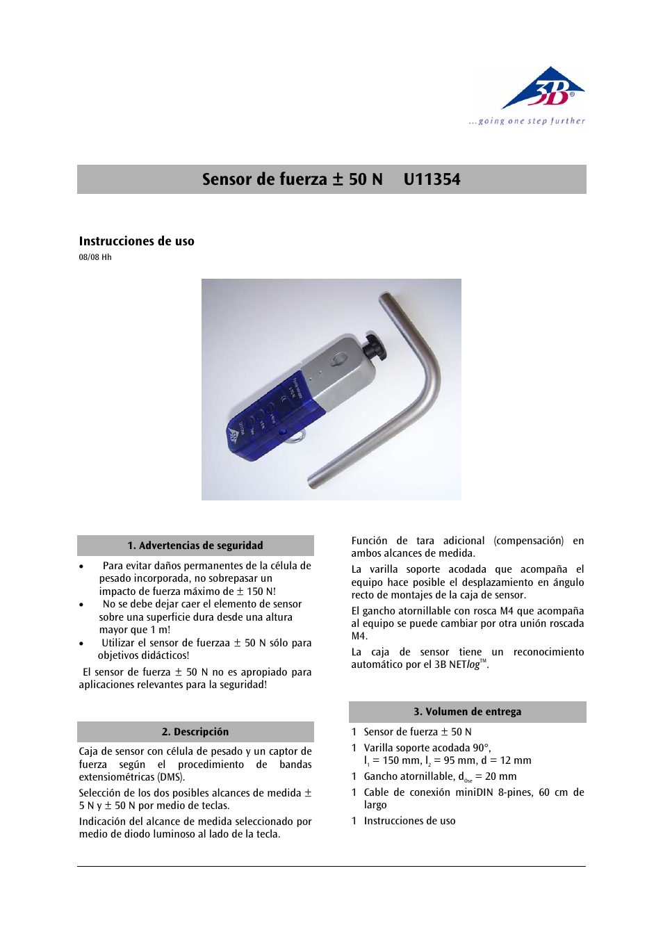 3b scientific, Physics | 3B Scientific Force Sensor, ±50 N User Manual | Page 16 / 23
