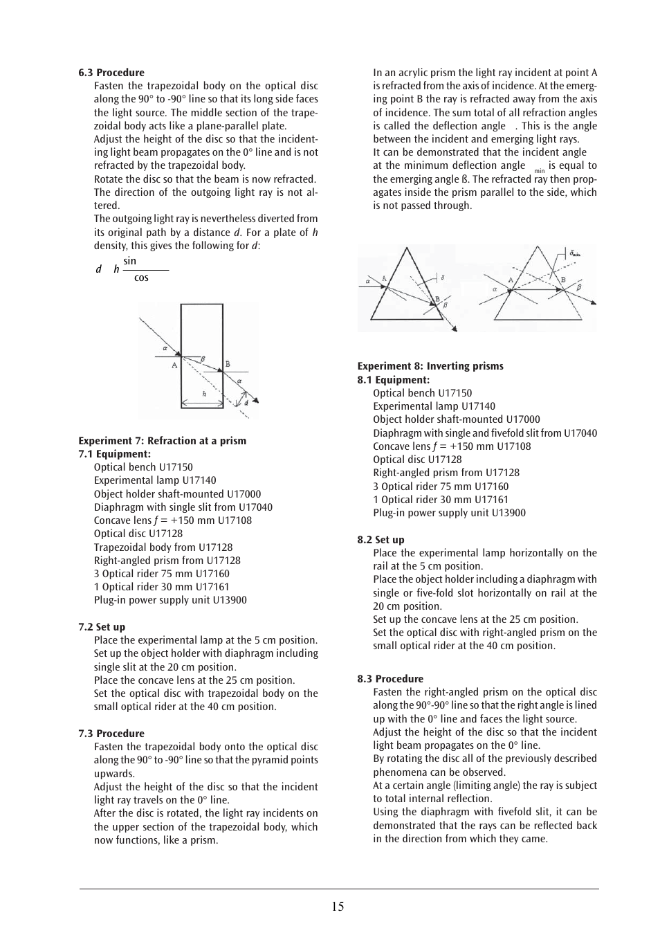 3B Scientific Optical Bench U, 1200 mm User Manual | Page 15 / 66