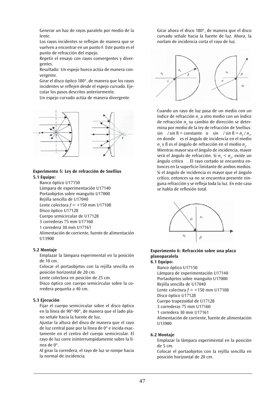 3B Scientific Optical Bench U, 1200 mm User Manual | Page 47 / 66