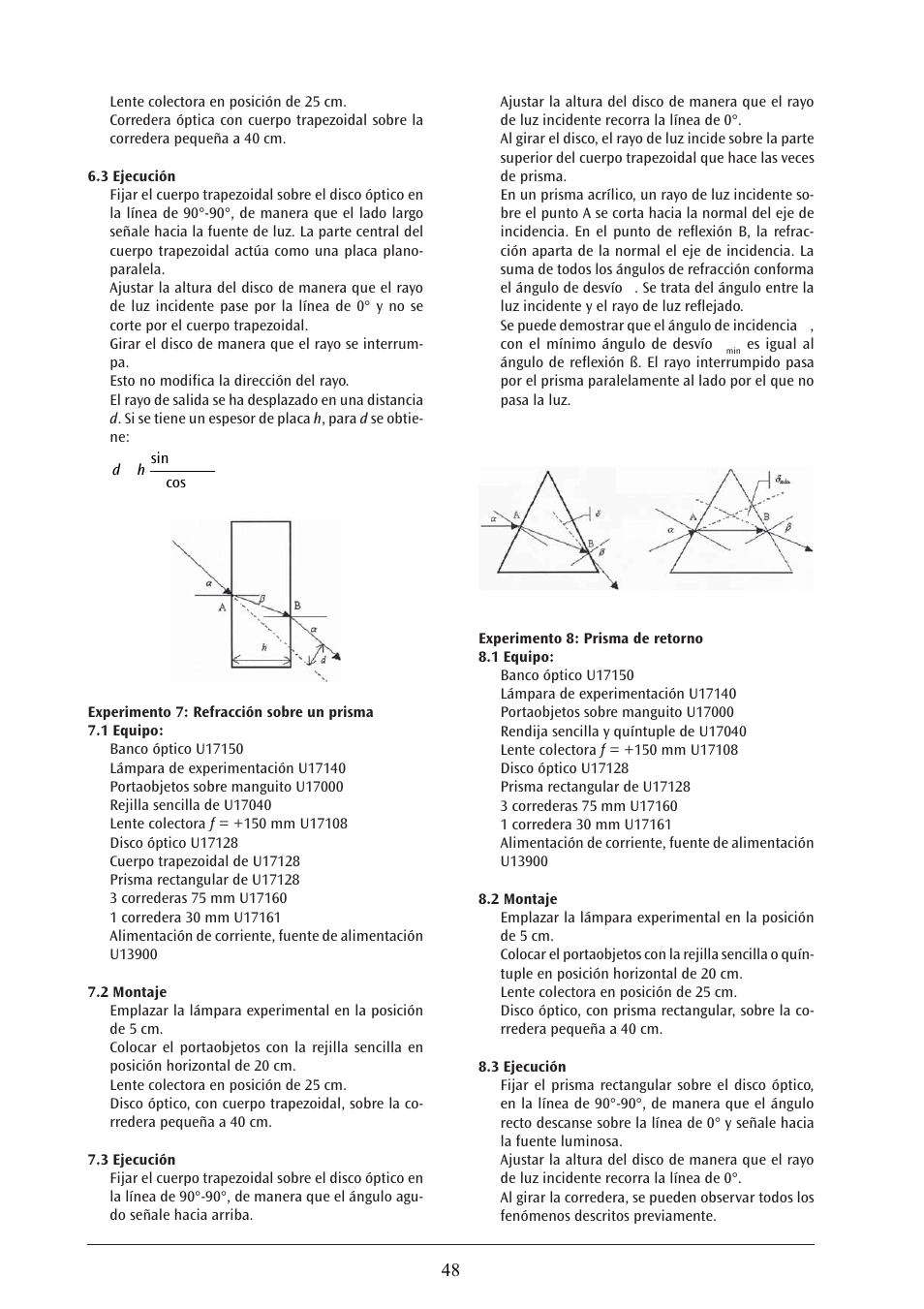 3B Scientific Optical Bench U, 1200 mm User Manual | Page 48 / 66