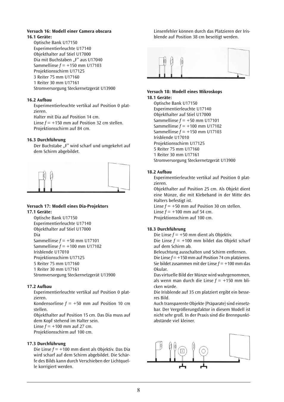 3B Scientific Optical Bench U, 1200 mm User Manual | Page 8 / 66