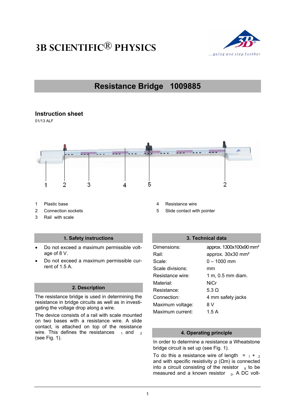 3B Scientific Resistance Bridge User Manual | 4 pages