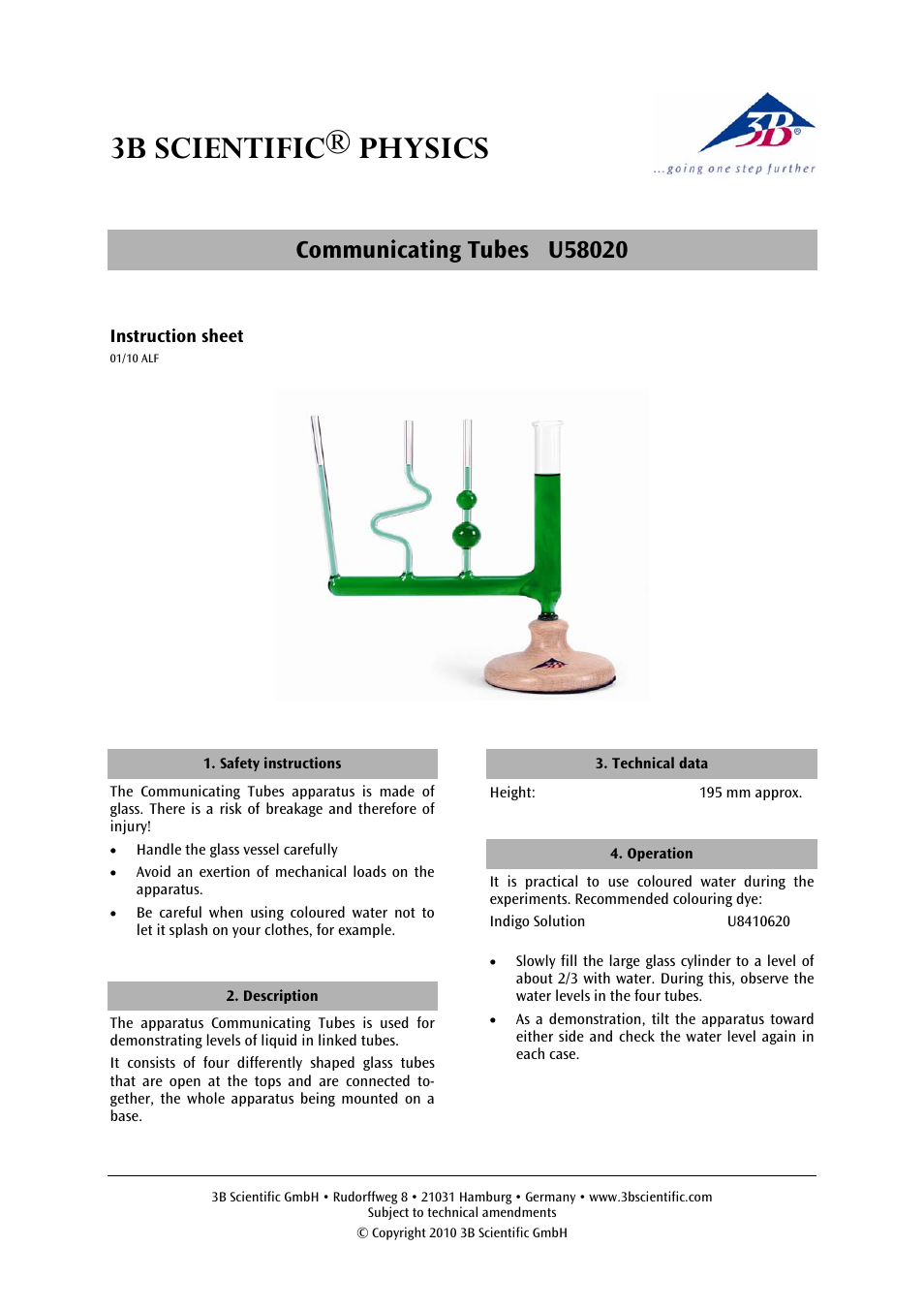 3B Scientific Liquid Levels User Manual | 2 pages