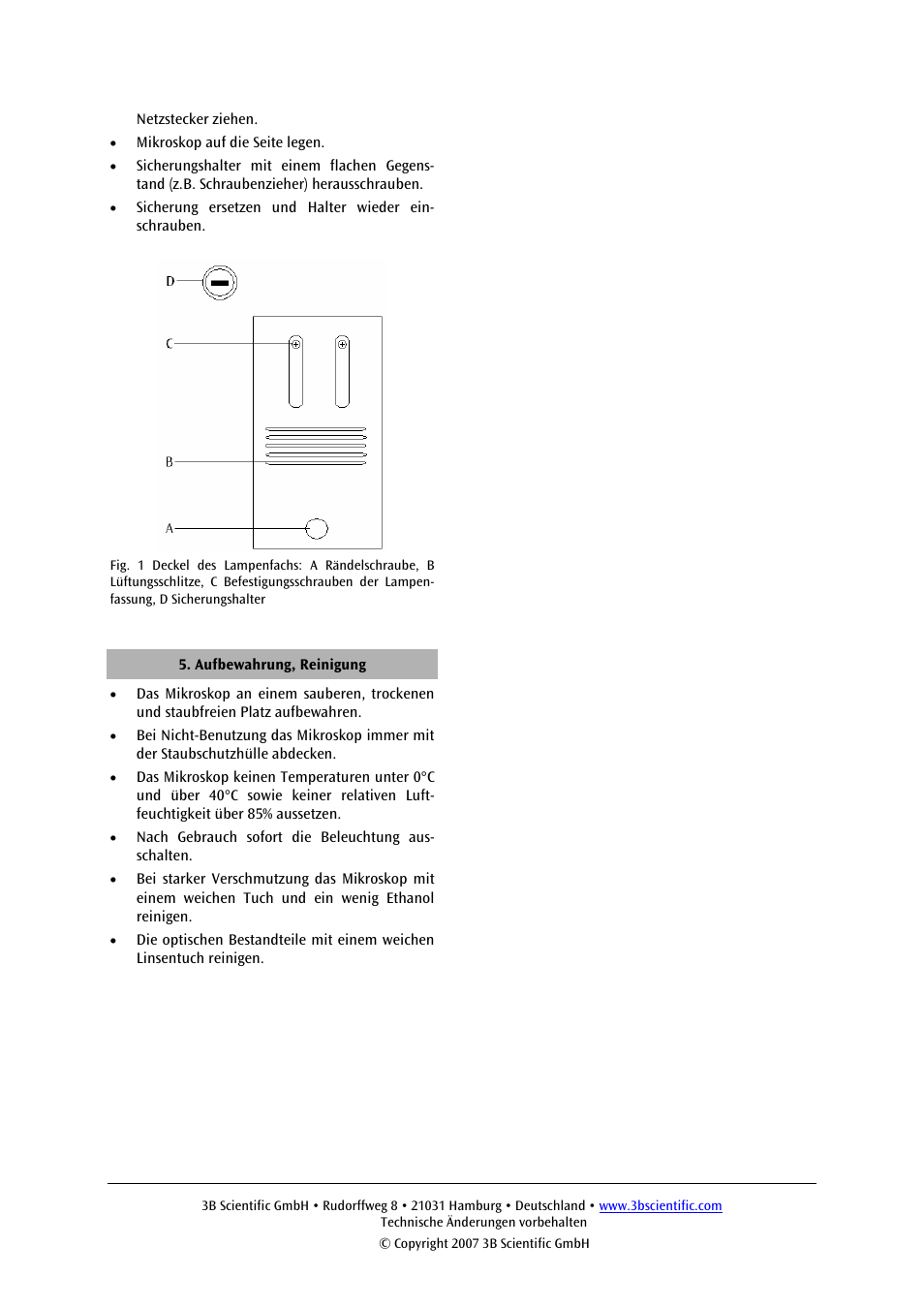 3B Scientific Binocular Microscope Model 400 User Manual | Page 3 / 18