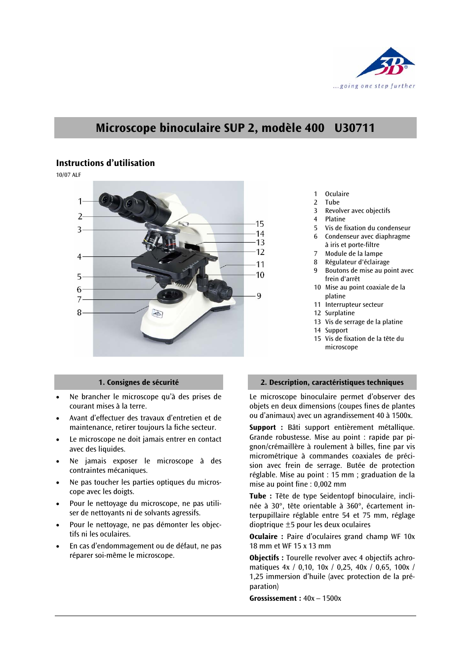3b scientific, Physics | 3B Scientific Binocular Microscope Model 400 User Manual | Page 7 / 18