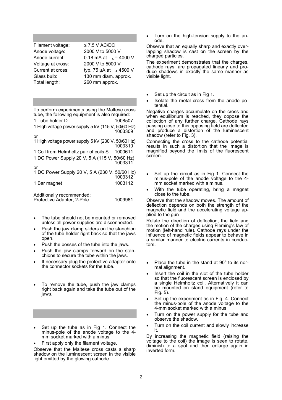 3B Scientific Teltron Maltese Cross Tube D User Manual | Page 2 / 4