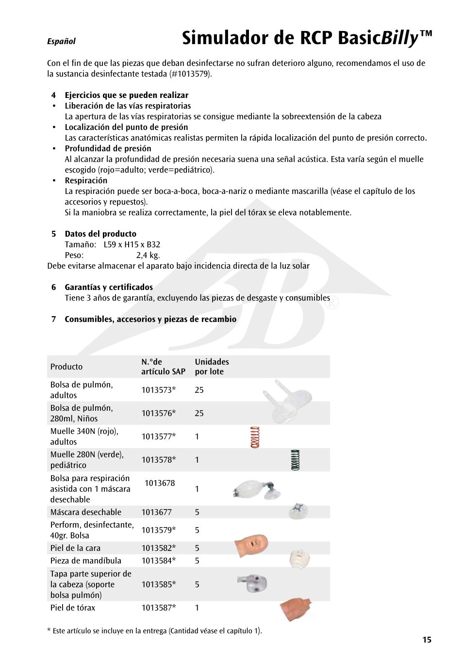 Simulador de rcp basic billy | 3B Scientific Basic life support simulator “Basic Billy” User Manual | Page 15 / 48