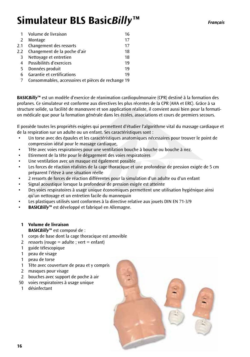Simulateur bls basic billy | 3B Scientific Basic life support simulator “Basic Billy” User Manual | Page 16 / 48