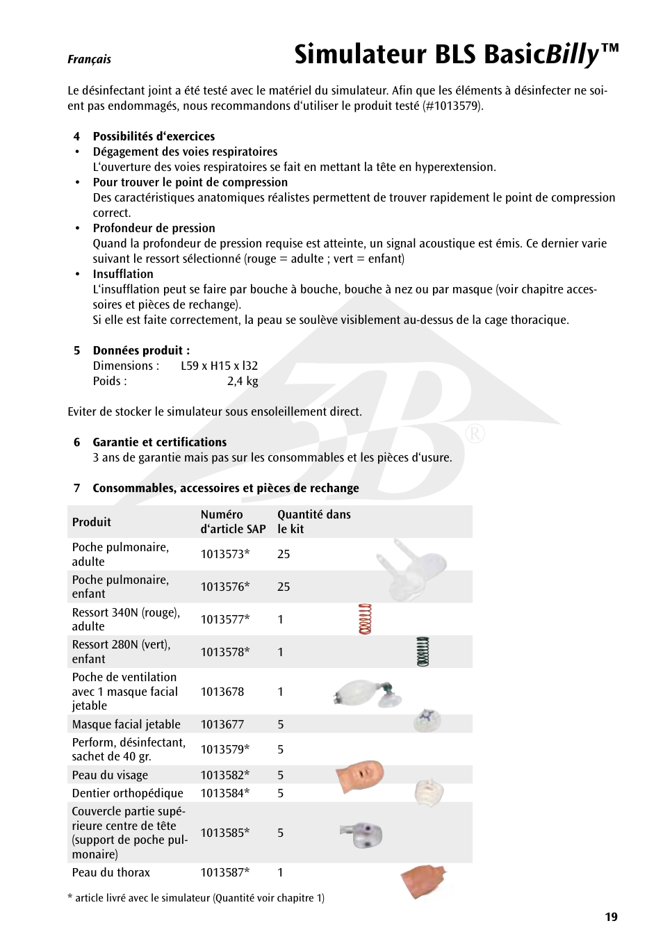 Simulateur bls basic billy | 3B Scientific Basic life support simulator “Basic Billy” User Manual | Page 19 / 48