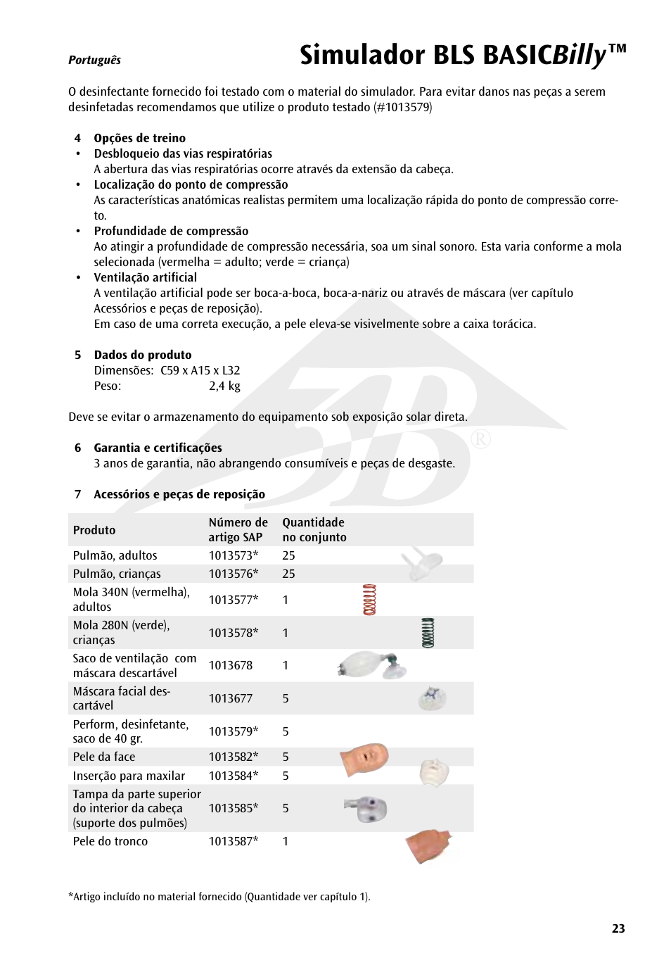 Simulador bls basic billy | 3B Scientific Basic life support simulator “Basic Billy” User Manual | Page 23 / 48