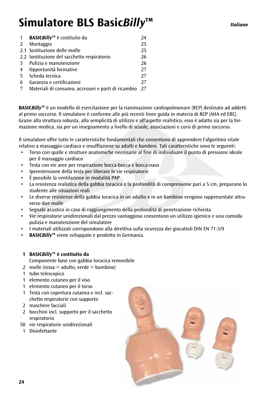 Simulatore bls basic billy | 3B Scientific Basic life support simulator “Basic Billy” User Manual | Page 24 / 48