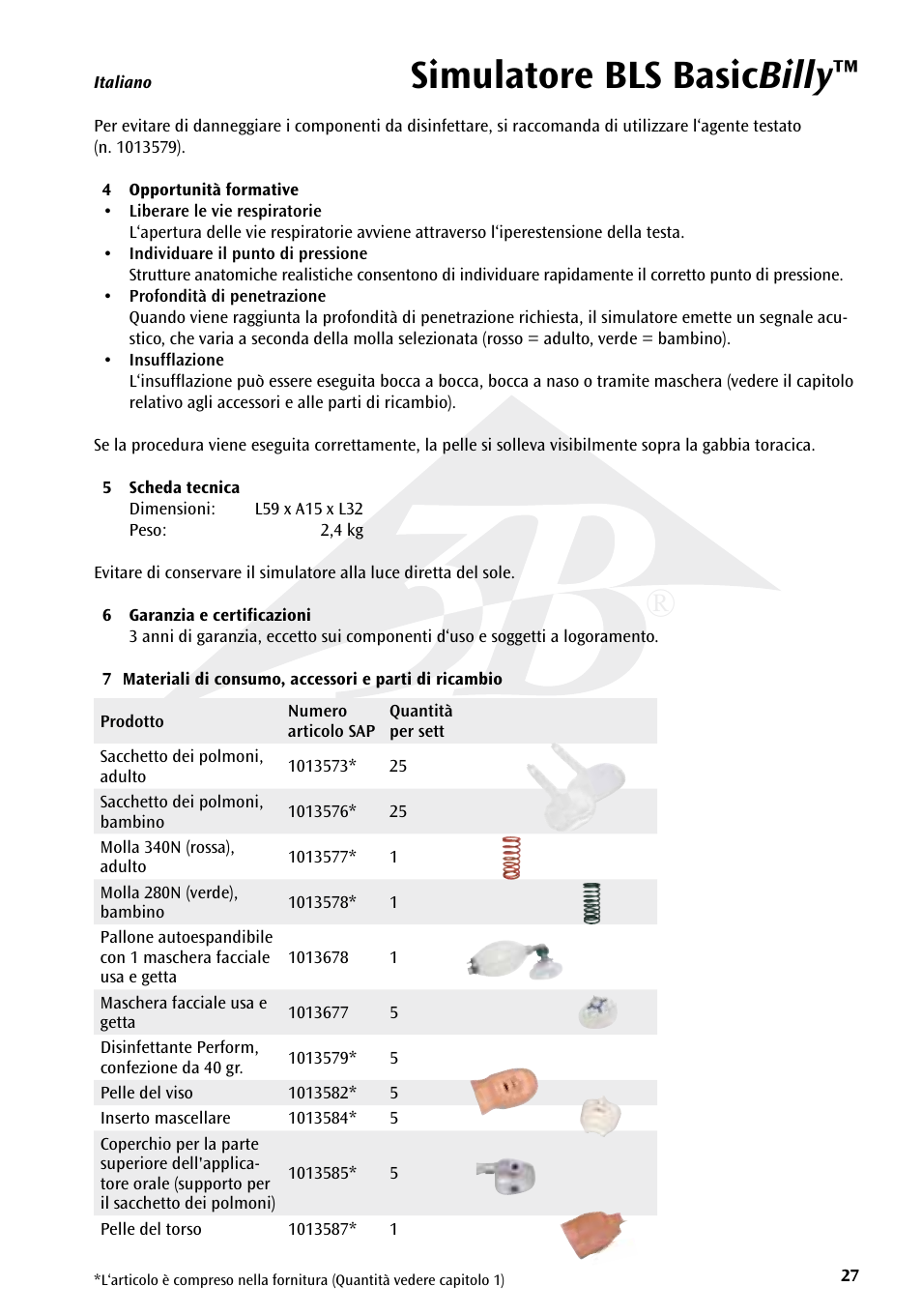 Simulatore bls basic billy | 3B Scientific Basic life support simulator “Basic Billy” User Manual | Page 27 / 48