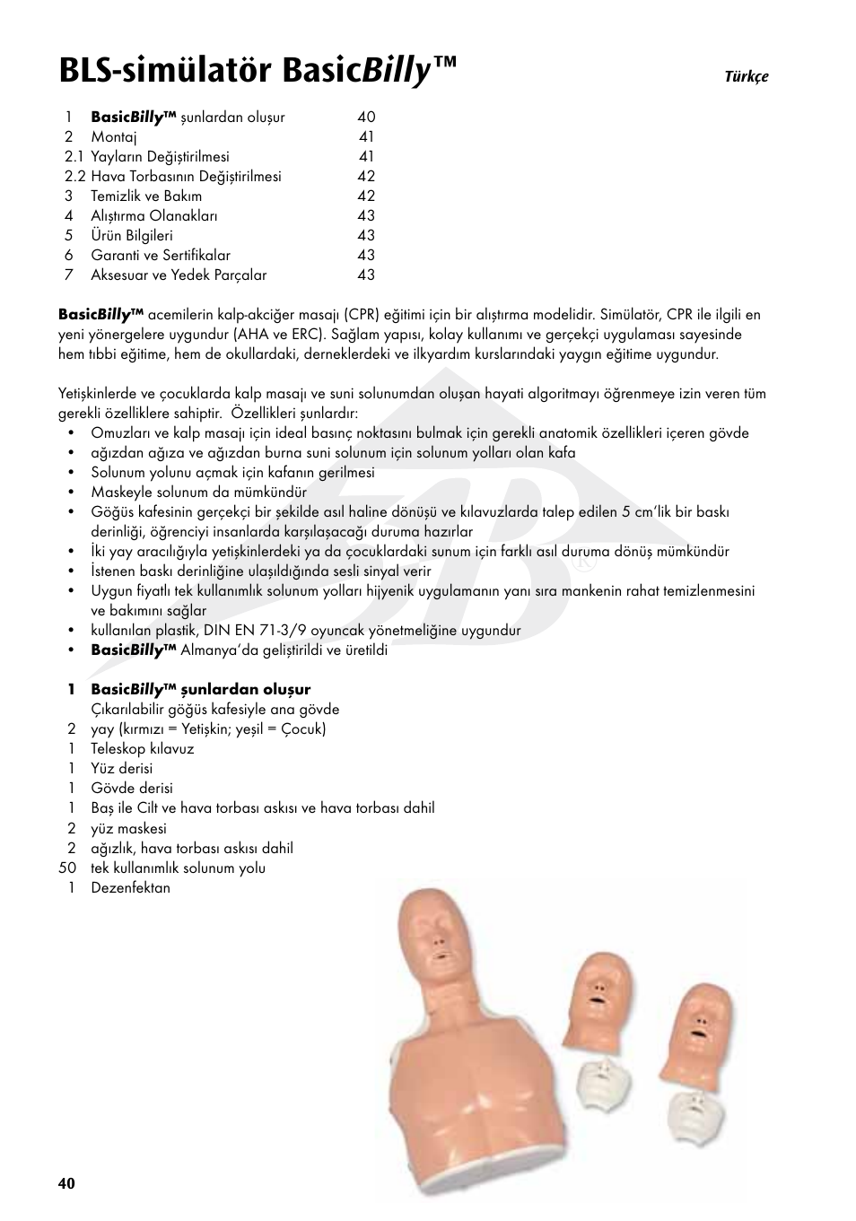 Bls-simülatör basic billy | 3B Scientific Basic life support simulator “Basic Billy” User Manual | Page 40 / 48