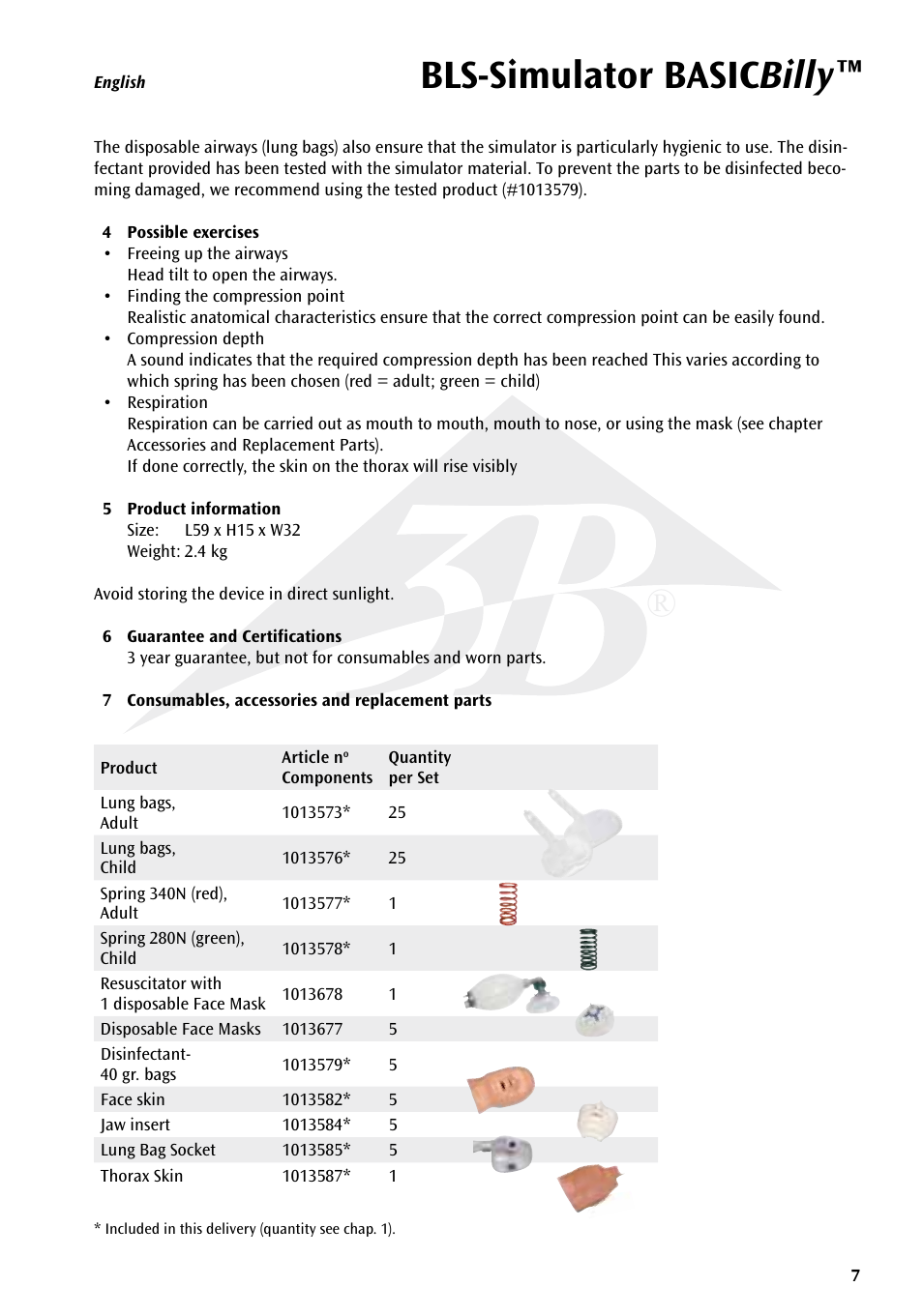 Bls-simulator basic billy | 3B Scientific Basic life support simulator “Basic Billy” User Manual | Page 7 / 48