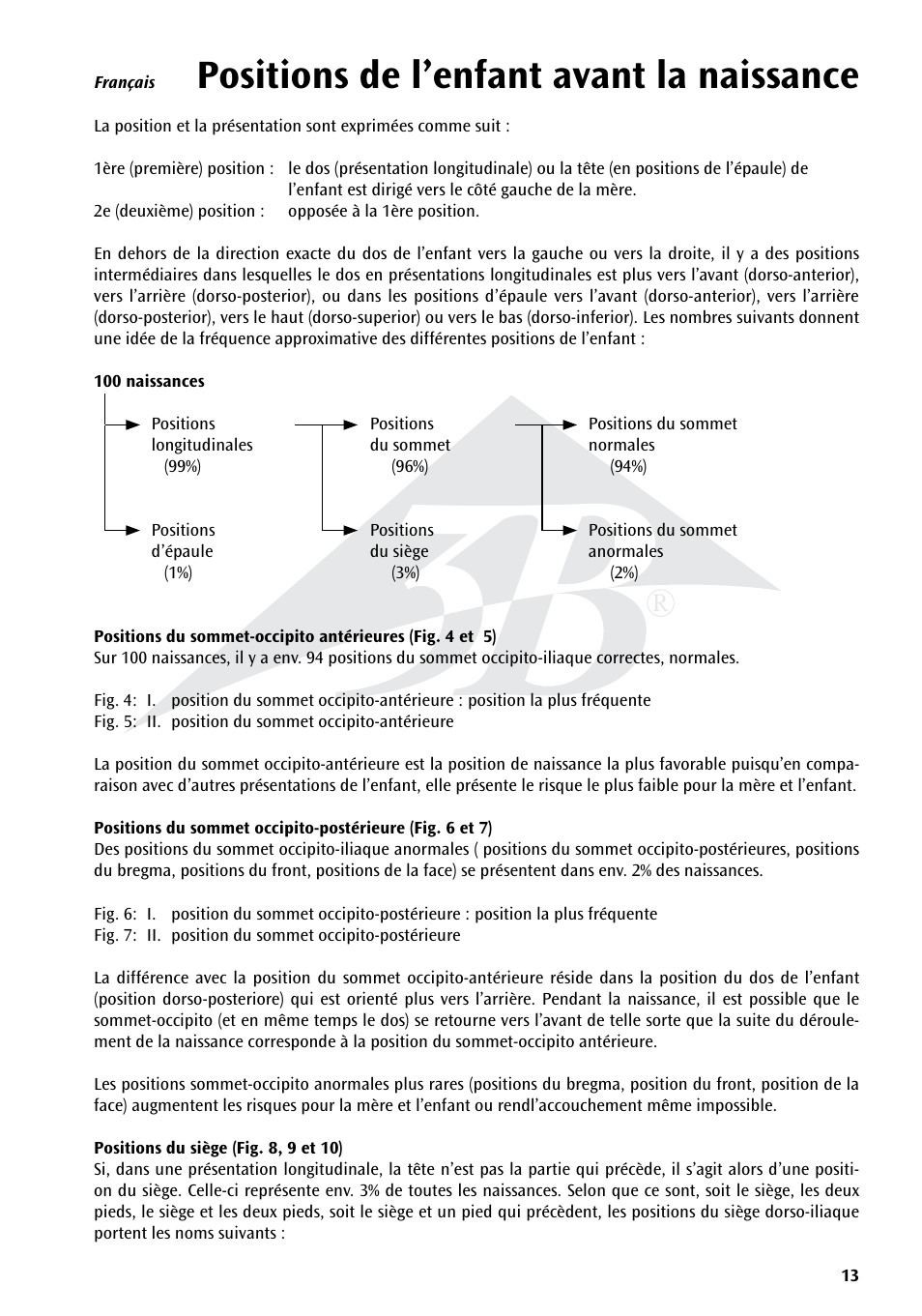 Positions de l’enfant avant la naissance | 3B Scientific Position of the Child before Birth Chart User Manual | Page 13 / 28