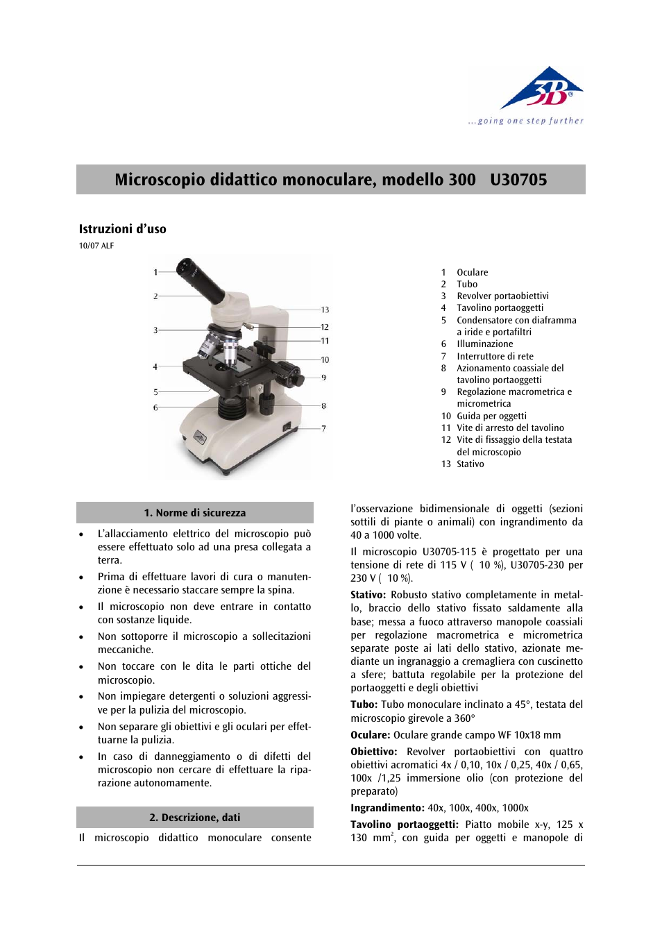 3b scientific, Physics | 3B Scientific Monocular Course Microscope Model 300 (230 V, 50__60 Hz) User Manual | Page 7 / 12