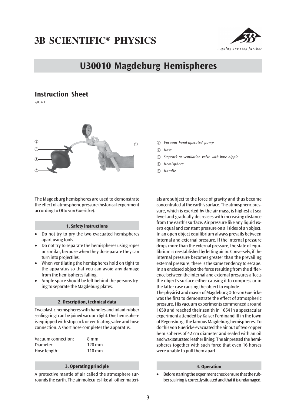 3B Scientific Magdeburg Hemispheres User Manual | 2 pages