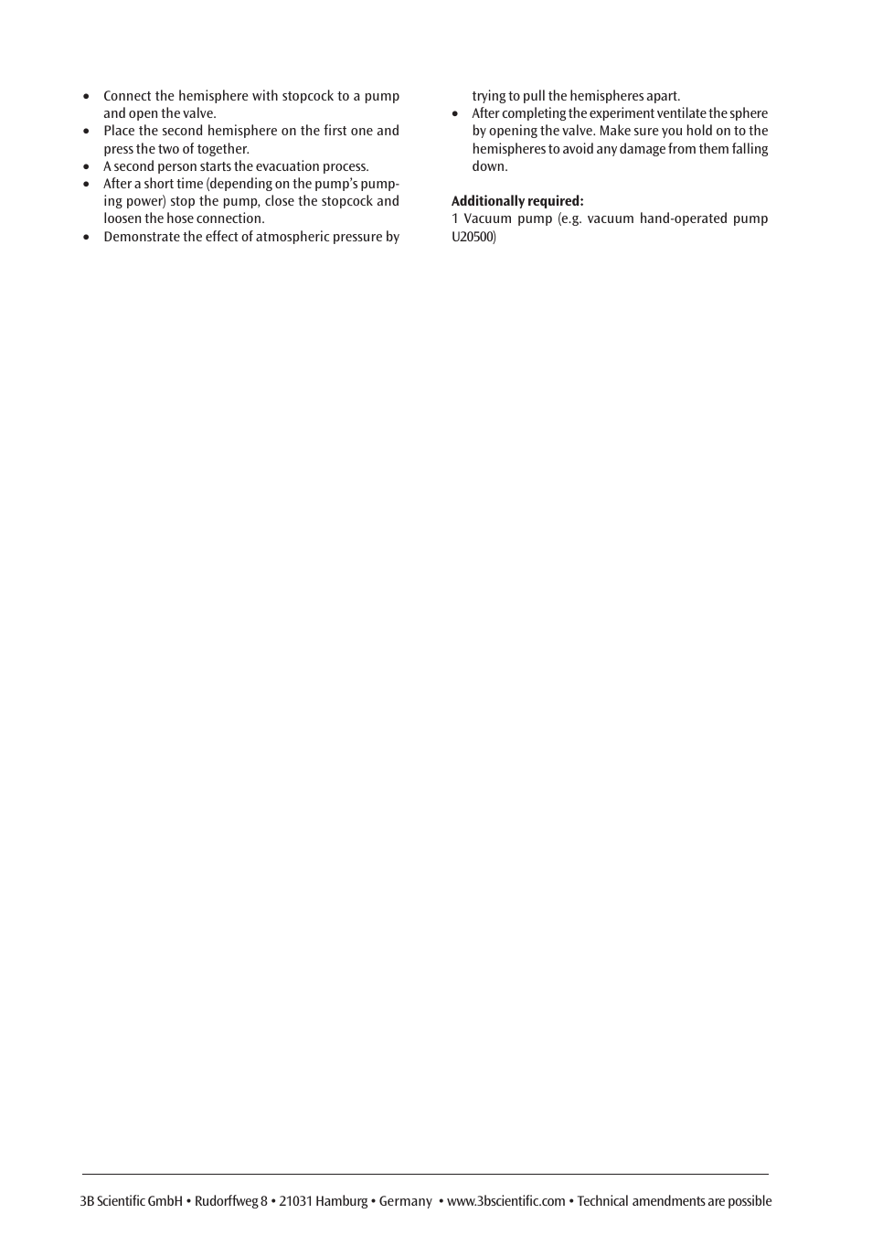 3B Scientific Magdeburg Hemispheres User Manual | Page 2 / 2