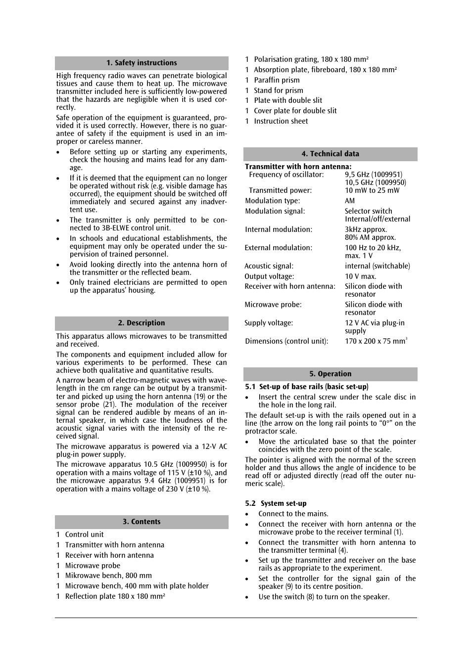 3B Scientific Microwave Set 9.4 GHz (230 V, 50__60 Hz) User Manual | Page 2 / 6