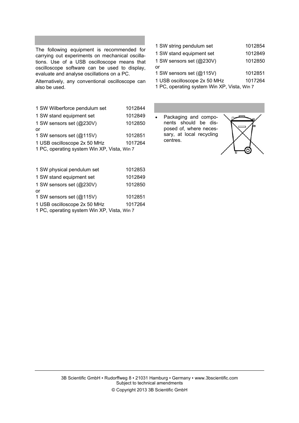 3B Scientific SW Sensors Set (115 V, 50__60 Hz) User Manual | Page 3 / 4