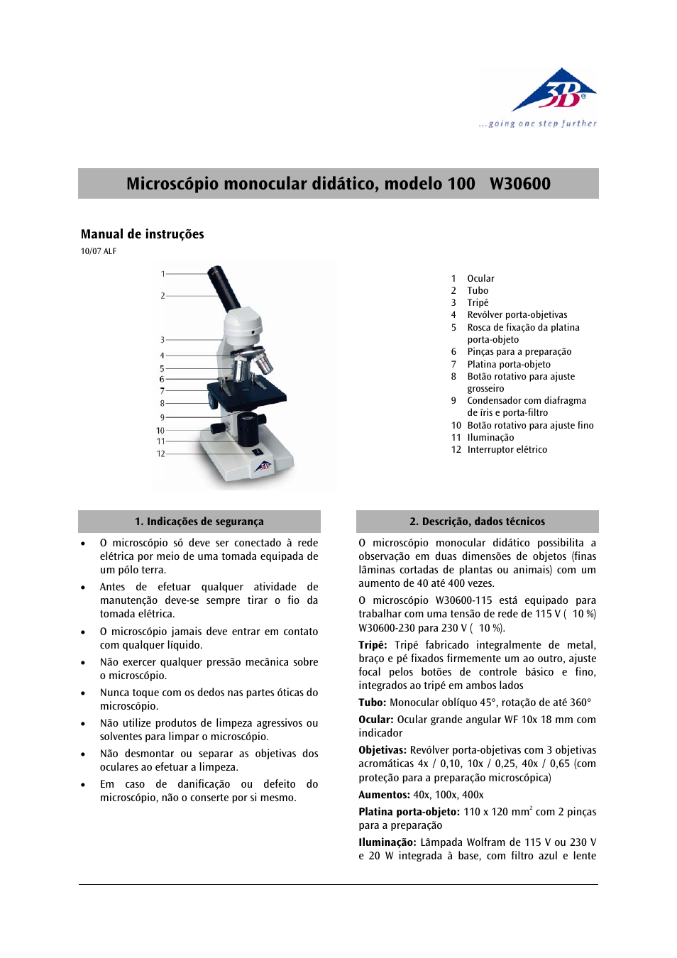 3b scientific, Physics | 3B Scientific Monocular Course Microscope Model 100 (230 V, 50__60 Hz) User Manual | Page 11 / 12