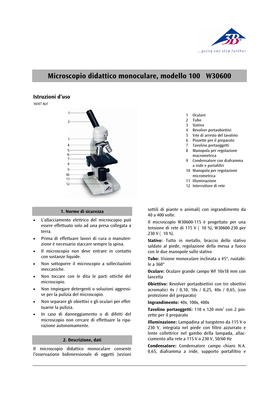 3b scientific, Physics | 3B Scientific Monocular Course Microscope Model 100 (230 V, 50__60 Hz) User Manual | Page 7 / 12