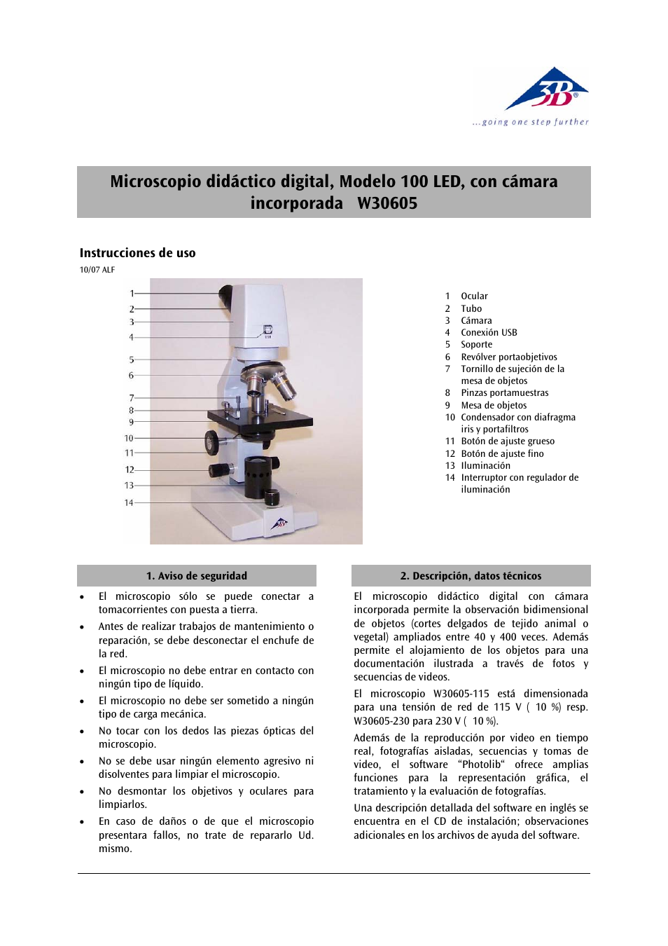 3b scientific, Physics | 3B Scientific Digital Course Microscope Model 100, LED with Built-in Camera (230 V, 50__60 Hz) User Manual | Page 13 / 18