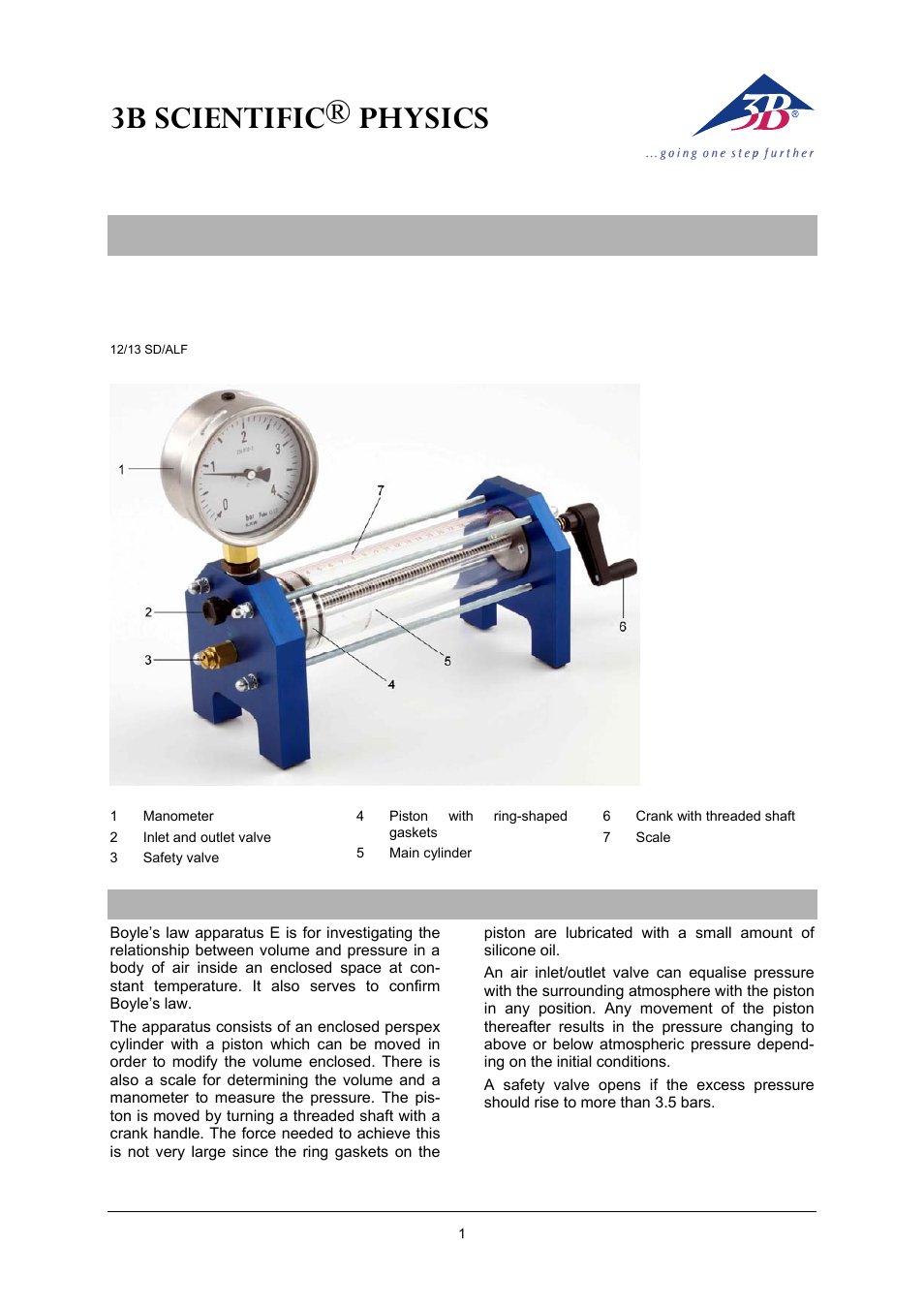 3B Scientific Boyle-Mariotte Apparatus User Manual | 2 pages